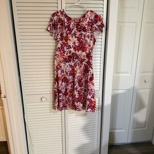 London Times Red and Purple Floral Midi Dress